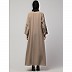 Embroidery abaya with balloon sleeves- Khaki